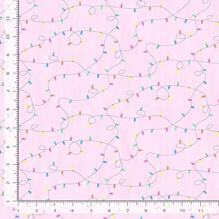 Pink - Christmas Lights Christmas Cotton fabric- 100% Cotton - Continuous Cuts TT-Charisma CD3652