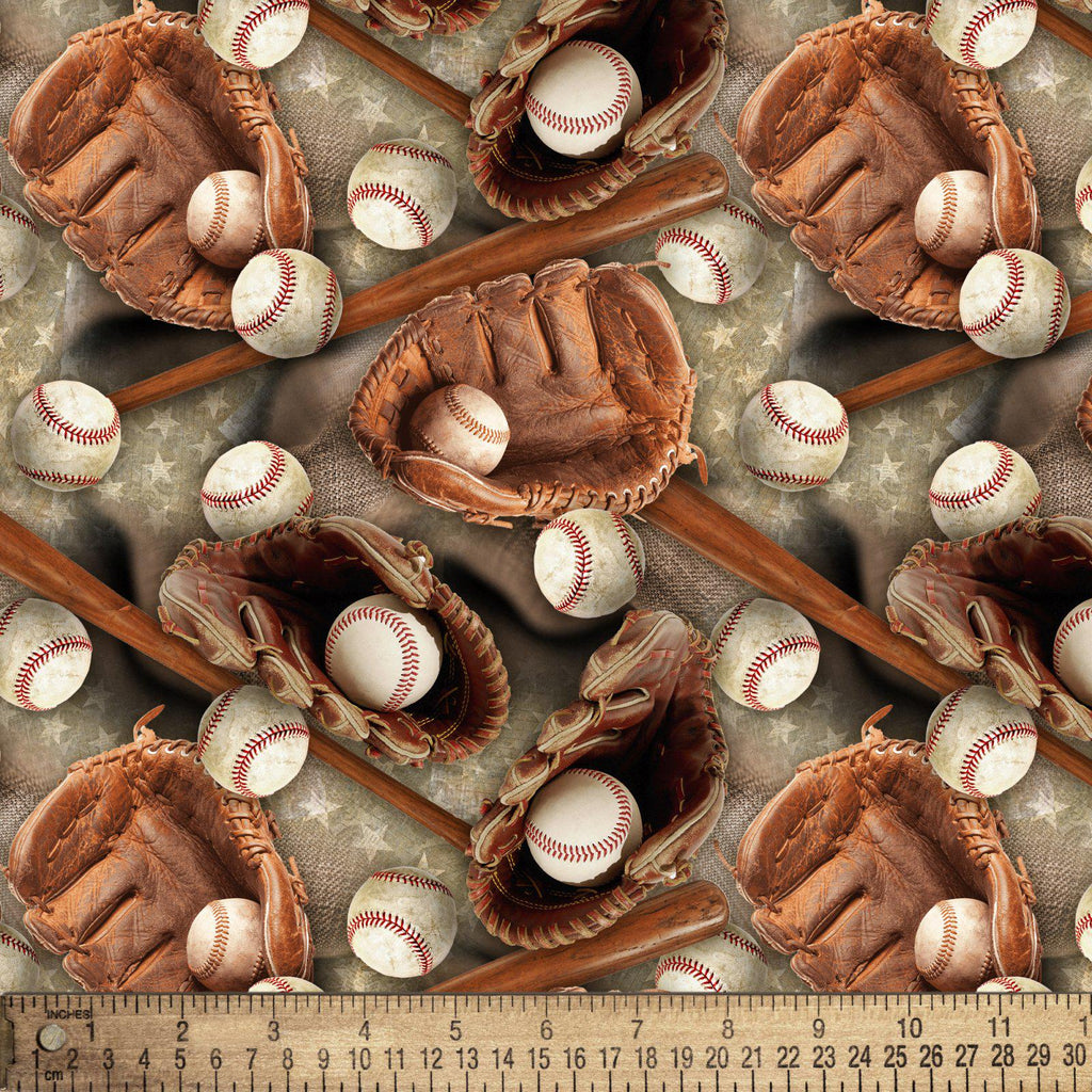 Baseball Stars 100% Cotton Fabric - Potpourri of Novelty David Textiles Continuous Cuts