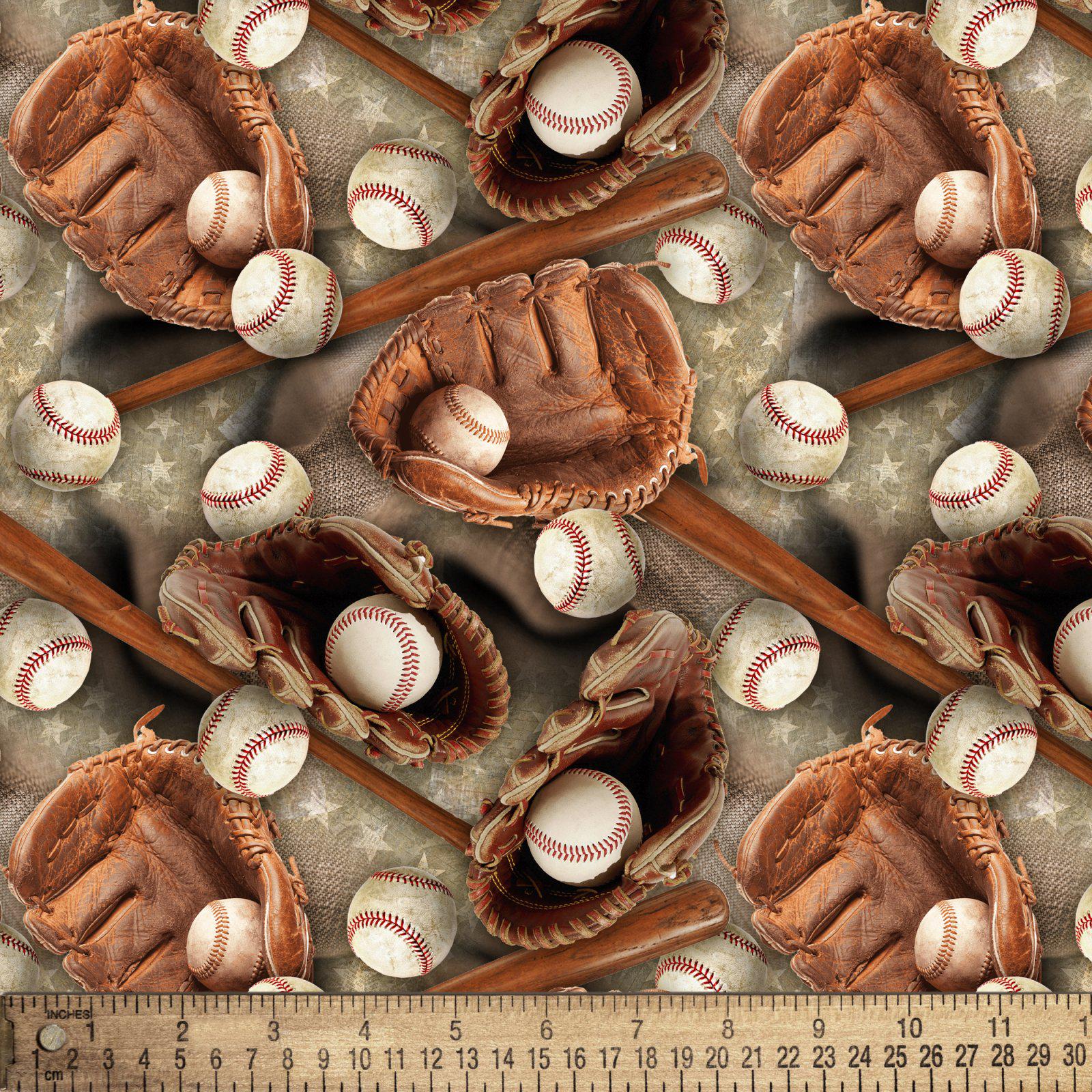 Baseball Stars 100% Cotton Fabric - Potpourri of Novelty David Textiles Continuous Cuts