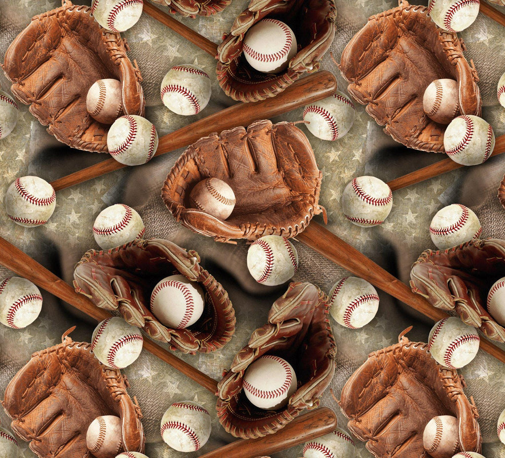 Baseball Stars 100% Cotton Fabric - Potpourri of Novelty David Textiles Continuous Cuts