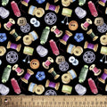 Spools tossed Cotton Fabric- 100% Cotton - DT-Potpourri of Novelty DX-4433-4C-1 Sewing Materials
