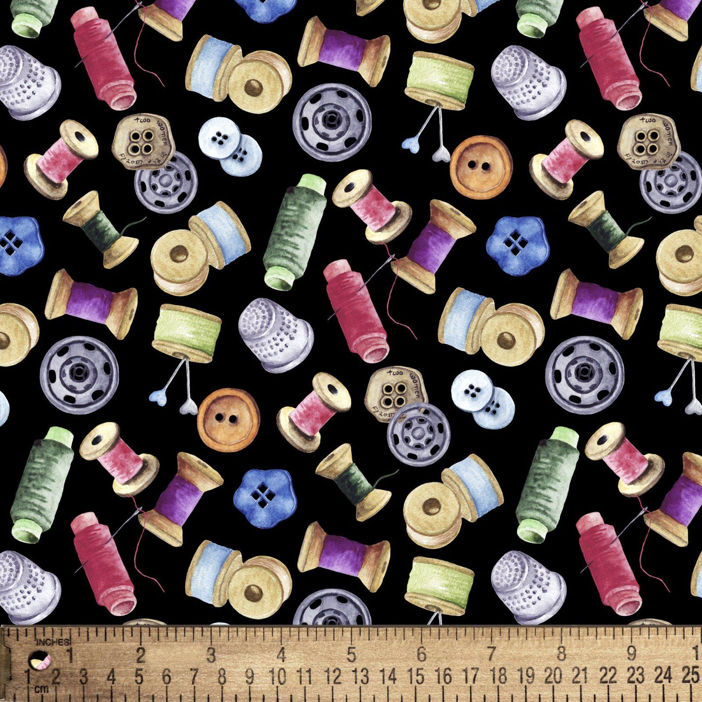 Spools tossed Cotton Fabric- 100% Cotton - DT-Potpourri of Novelty DX-4433-4C-1 Sewing Materials
