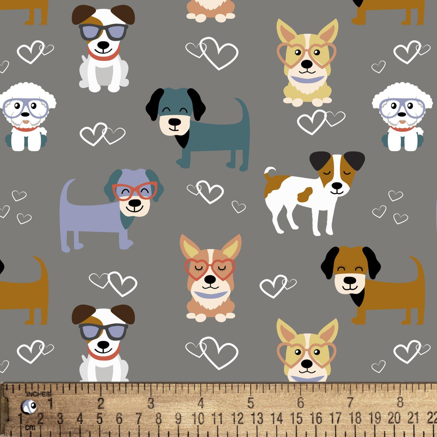 Good Puppy Love 100% Cotton fabric Continuous cuts- David Textiles