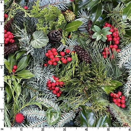 Handpicked Christmas 100% Cotton Fabric - Berries and Hollies - Maywood Studio - MAS10551-E