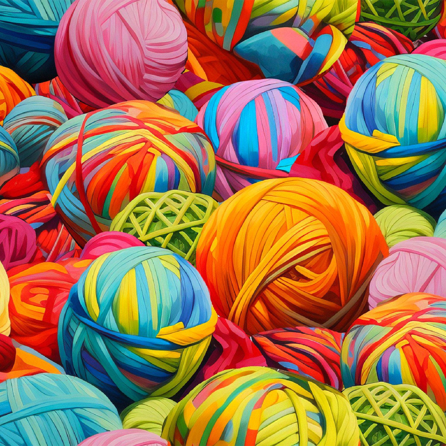 End of Bolt - 3W-Purrfectly Playful 22964 Multi - Kaleidoscope Knitting - 100% Cotton - Yarn Balls - Cats - Crochet - Knit