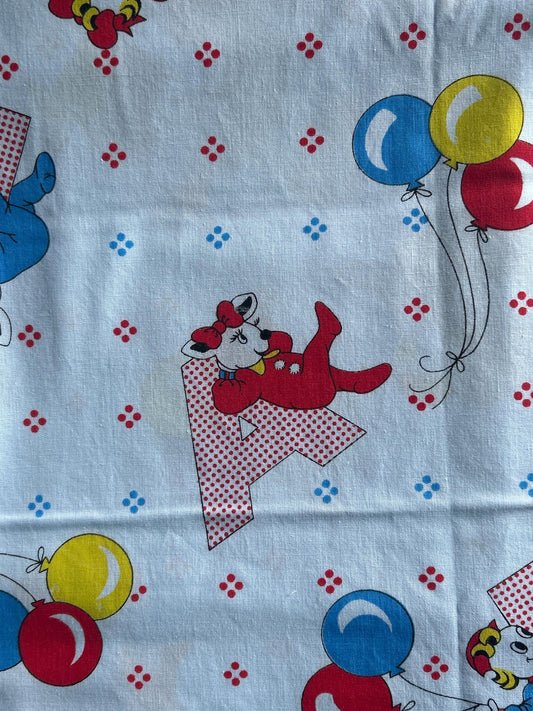 Vintage ABCs Scenes Cotton on Baby Blue Fabric - by the 1/4 yard, 1/2 yard, Continuous cuts - Fat Quarters - 100% Cotton -