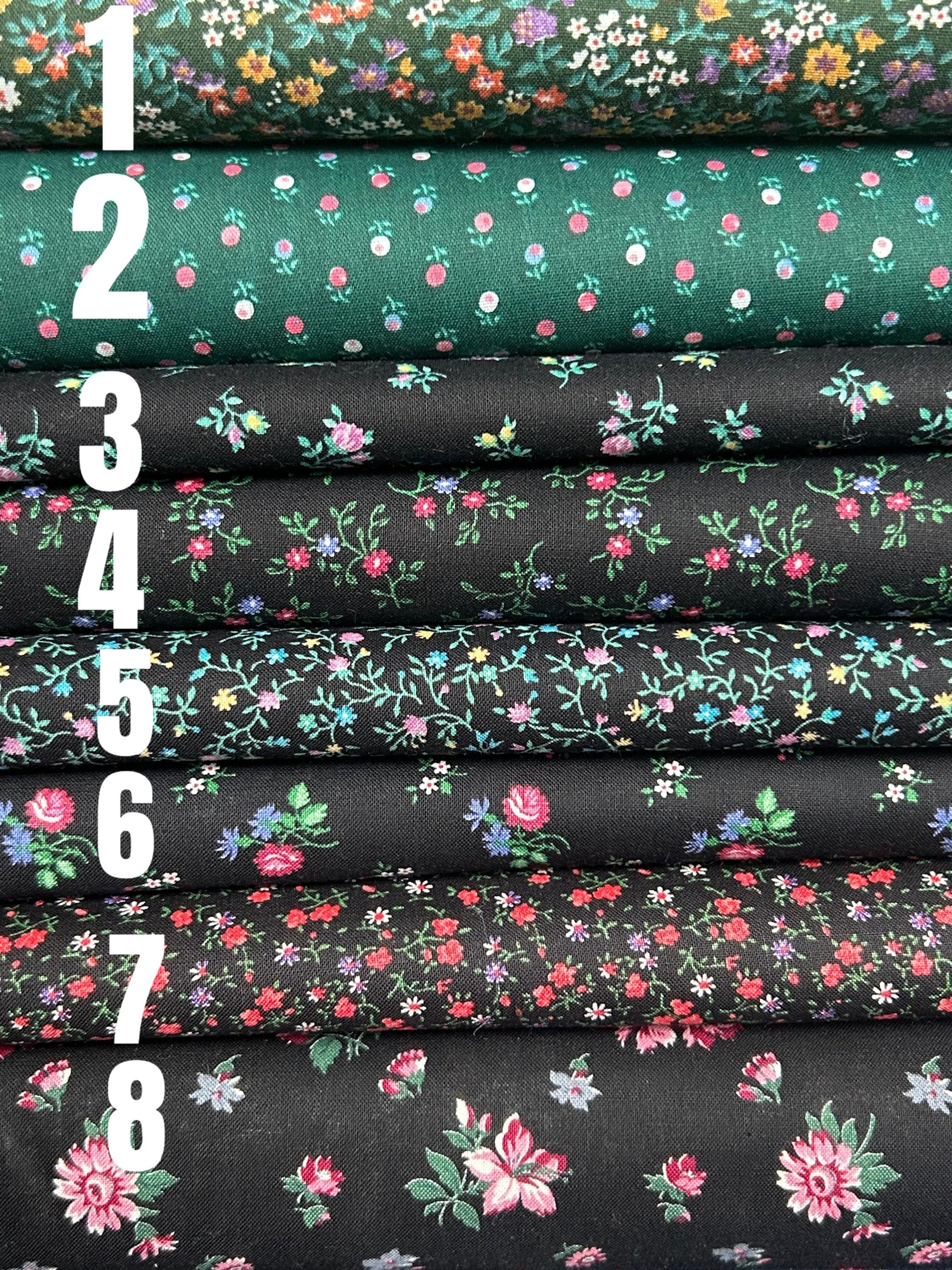 Vintage Floral cotton fabric - Fat Quarter - 100% Cotton - by the 1/2 yard- continuous cuts
