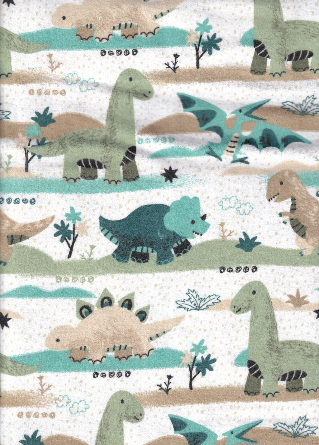 Flannel- Going Dino Flannel fabric Continuous cuts!