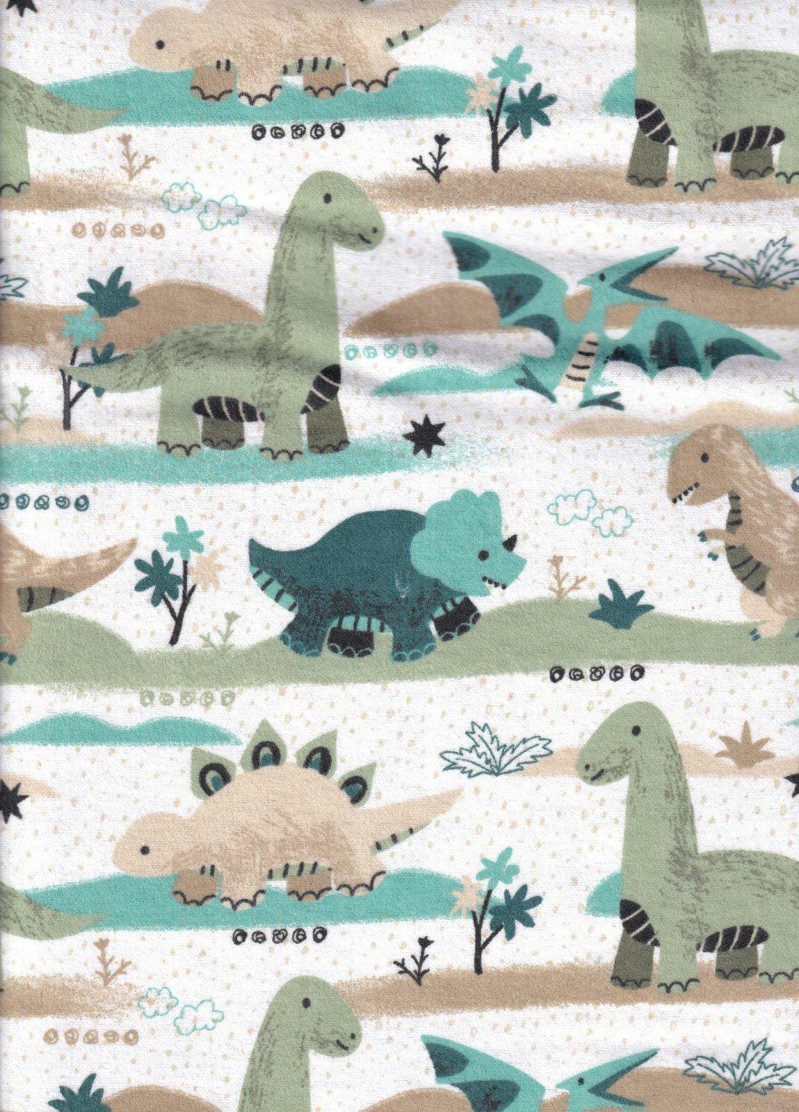 Flannel- Going Dino Flannel fabric Continuous cuts!