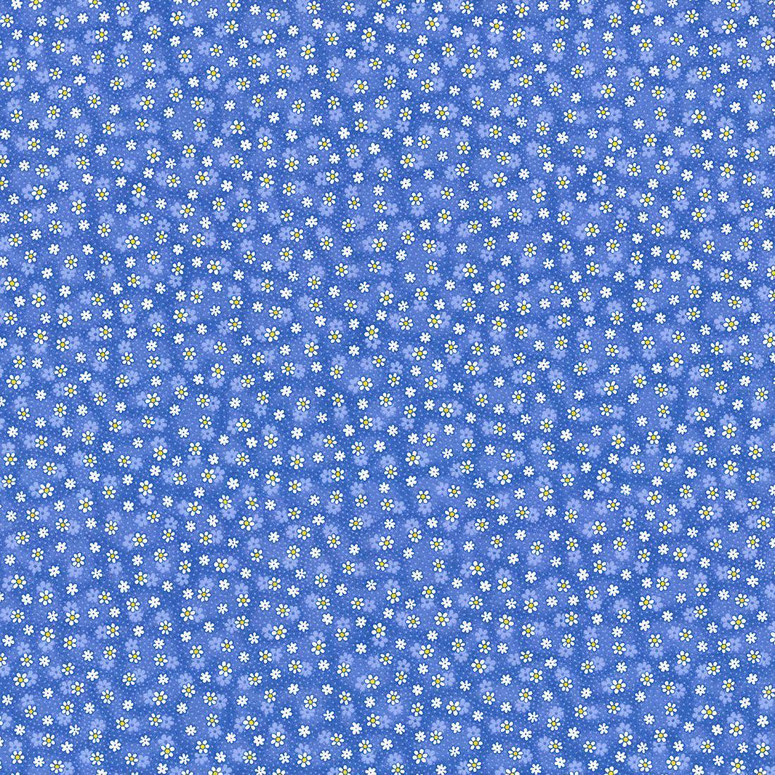 FT-Keepsake Calico 2076-Blue - Packed Daisy and Dots 100% Cotton Fabric Continuous Cuts - Fast shipping