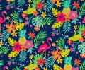 Tropical Leaf Flamingo Tropics Cotton Fabric- - 100% Cotton