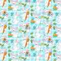 Easter Bunnies on Blue Plaid Fabric- 100% Cotton Continuous Cuts- Fabric Traditions FAT17922-B
