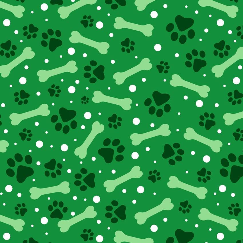 Dog Bones and Paw Prints Christmas Fabric  -  100% Cotton- David Textiles DATDX-4363-4C-9
