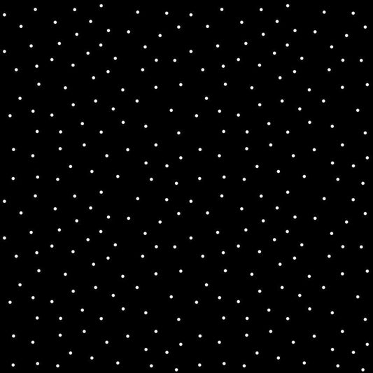 Kimberbell Basics - tiny dots - white dots on Black- 100% Cotton MAS8210-J -  Blender