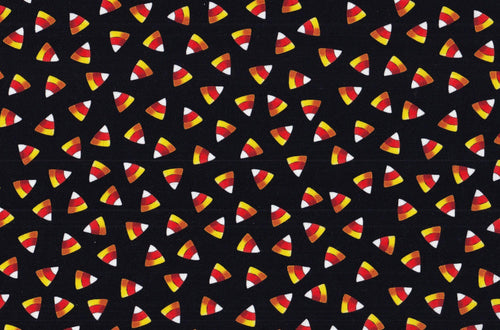 Candy corn fabric - 100% Cotton HF-Halloween CD8943 Black - Tossed Candy Corn