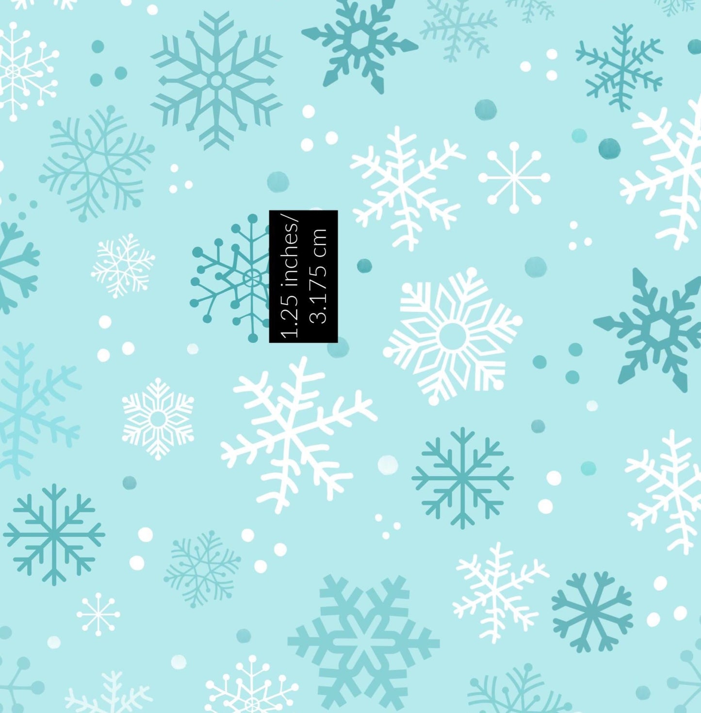 Teal Snowflakes Wonderland Christmas Cotton fabric- 100% Cotton - Continuous Cuts