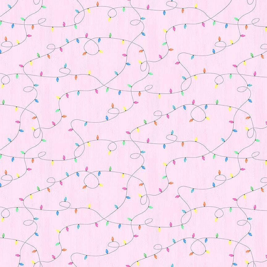 Pink - Christmas Lights Christmas Cotton fabric- 100% Cotton - Continuous Cuts TT-Charisma CD3652