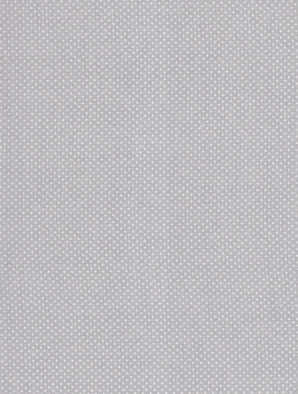 Micro Dots White Dots on Gray- 100% Cotton -Continuous cuts-
