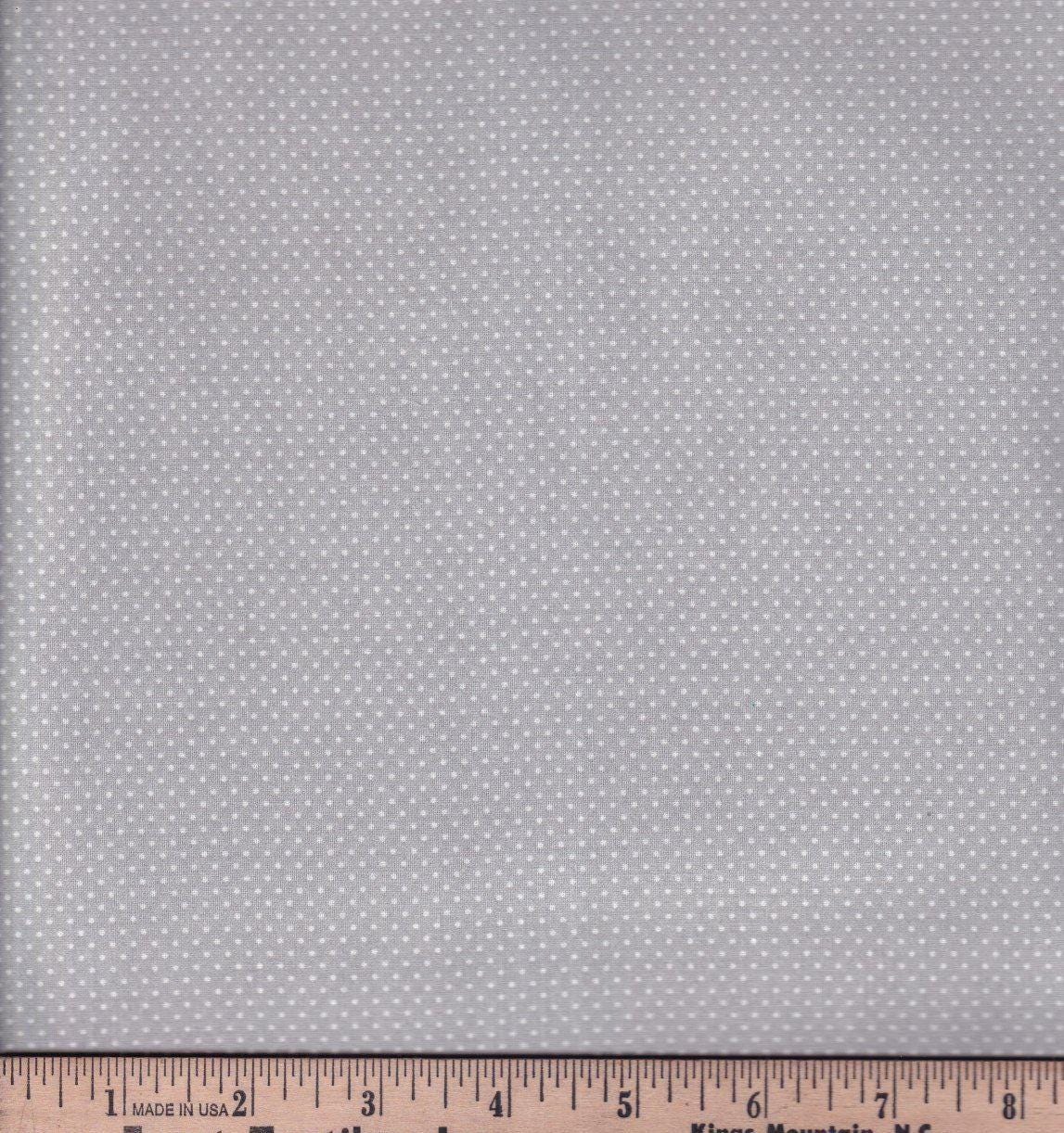 Micro Dots White Dots on Gray- 100% Cotton  -Continuous cuts-
