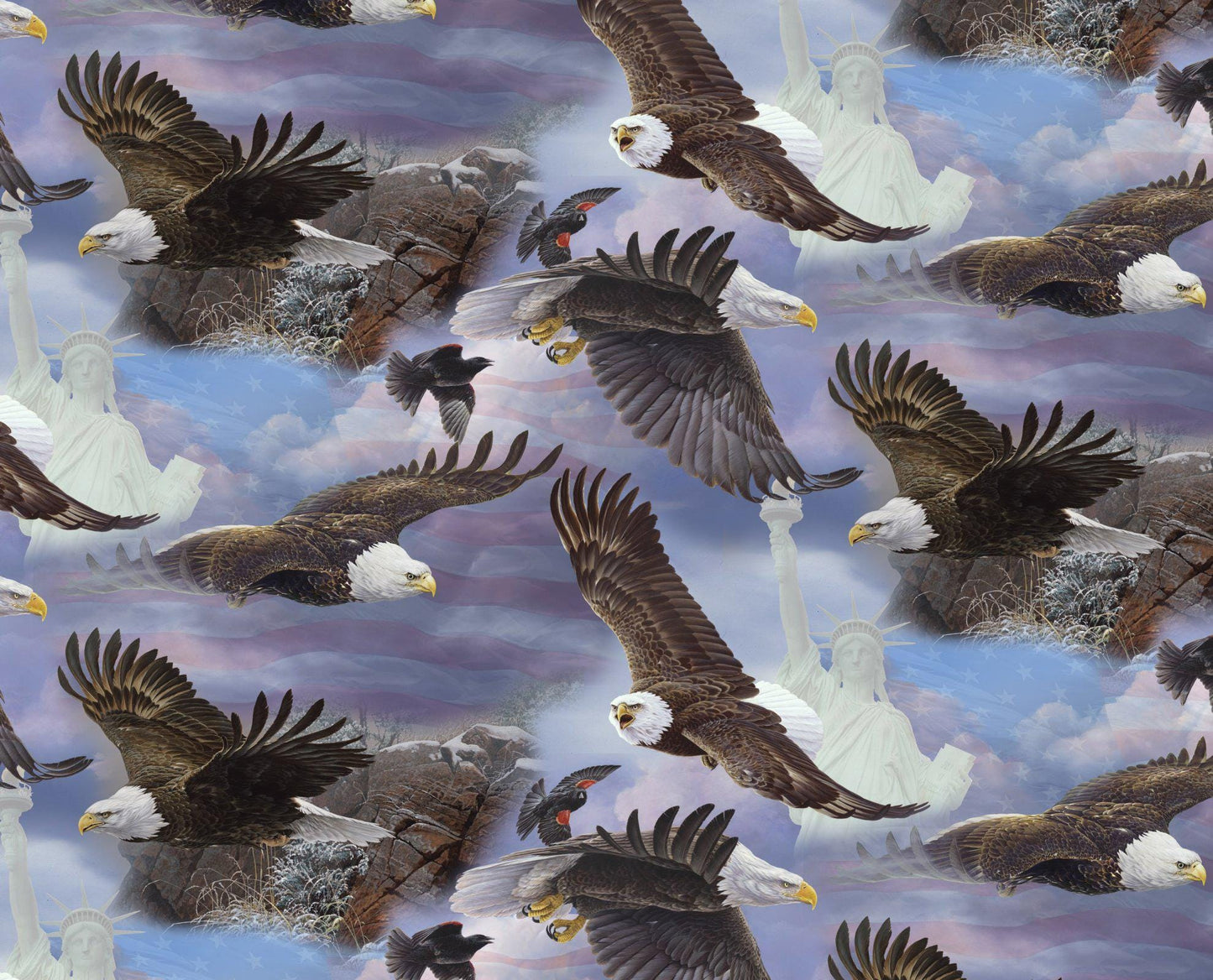 Eagles of Liberty Cotton Fabric- 100% Cotton - Fabric Material DT- AS-0177-3C-1 Multi - Patriotic - Bird