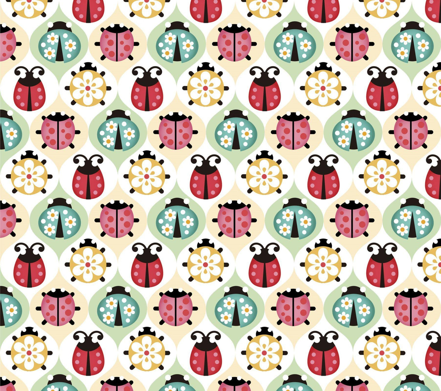 Ladybug Diamonds 100% Cotton Fabric - David Textiles -DT-Potpourri of Novelty DT-5336-4C-1