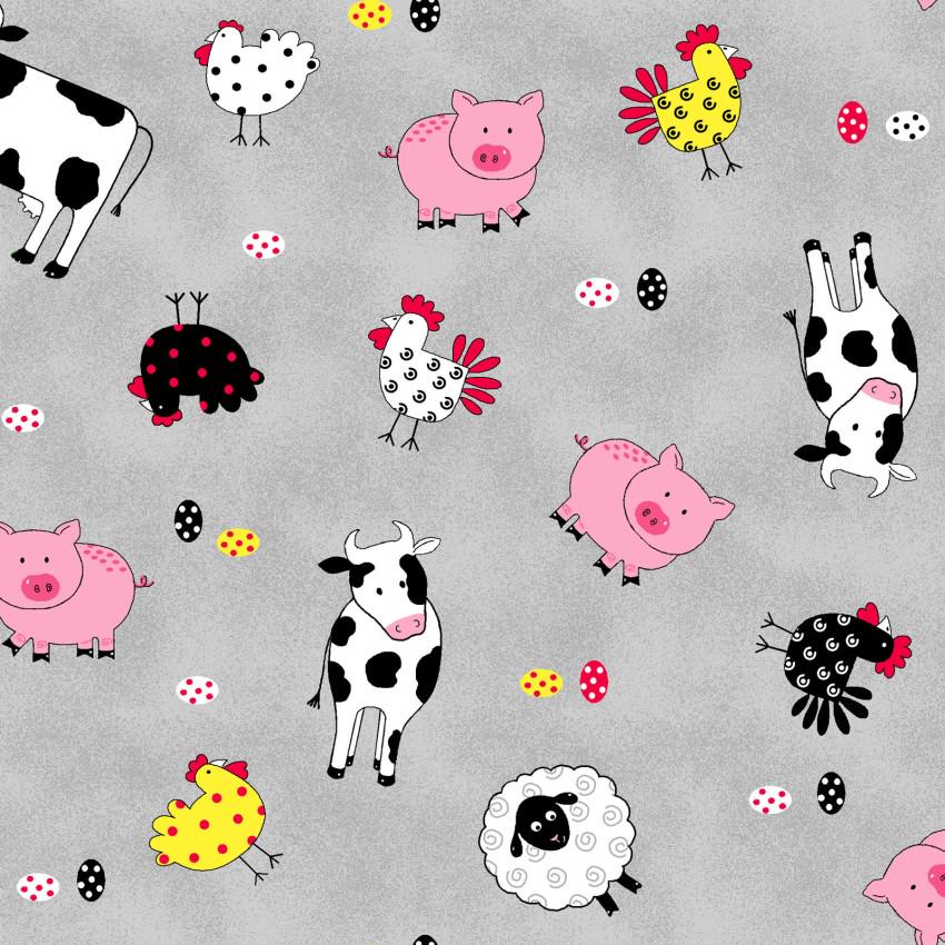 Farm Animals Cotton Fabric - 100% Cotton- Fat Quarters Fabric Traditions FAT15838-LZ