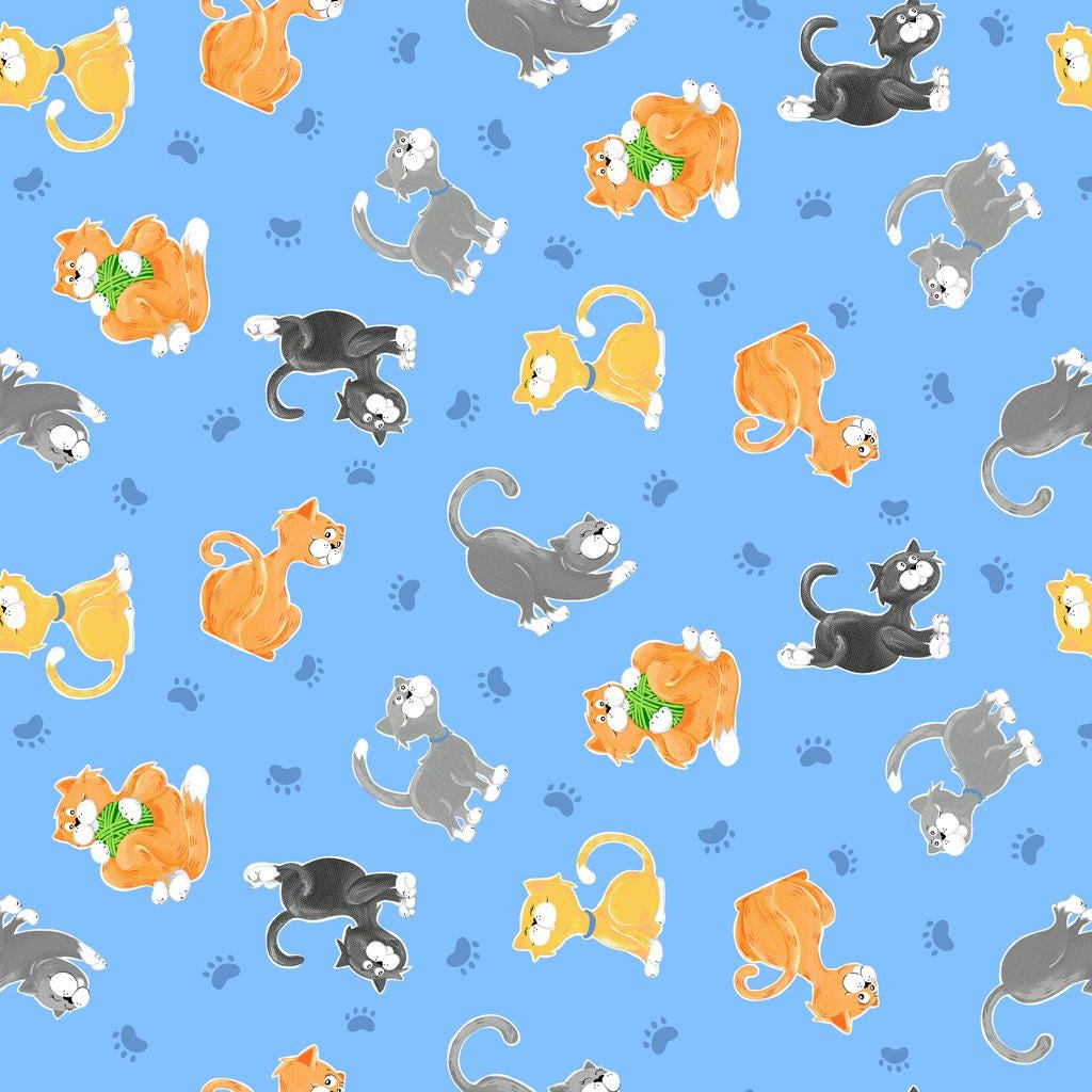 Kitty the Cat 100% Cotton Fabric by Susybee Fabrics- WSBSB20392-725 - Continuous Cuts
