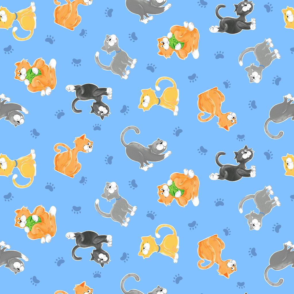 Kitty the Cat 100% Cotton Fabric by Susybee Fabrics- WSBSB20392-725 - Continuous Cuts