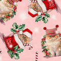 Pink Holiday Cats 100% Cotton Continuous Cuts - TT-Holiday CD3646 Pink - Holiday Cats