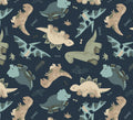 Flannel- Going Dino Flannel fabric- continuous cuts! David Textiles DX-2569-4F-1 Blue - Going Dino Toss