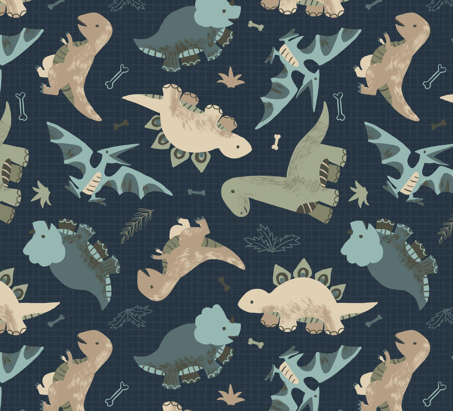 Flannel- Going Dino Flannel fabric- continuous cuts! David Textiles DX-2569-4F-1 Blue - Going Dino Toss