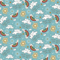 Henry Glass Fabric - wo by Two 1749-11 Sky Blue - Clouds 100% Cotton Continuous cuts