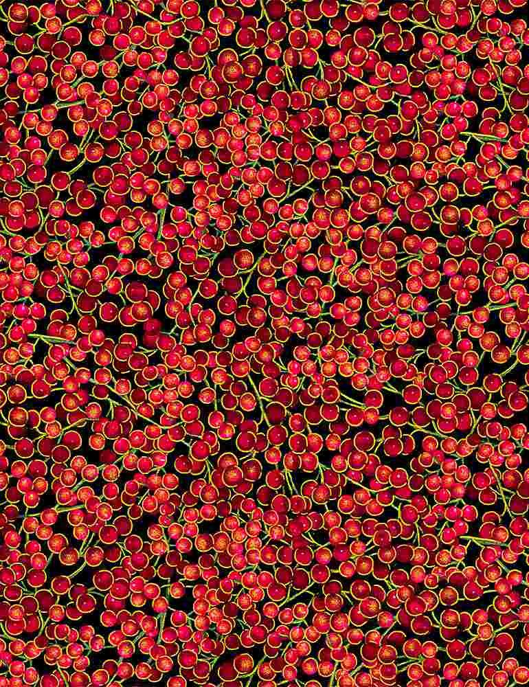 Metallic Packed Winter Berries Cotton fabric- continuous cuts 100% cotton fabric- fast shipping! HF-Christmas CM8517 Red (1952-3117)