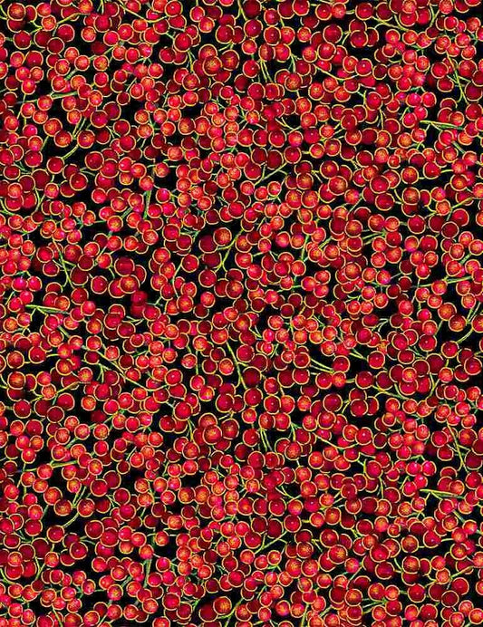 Metallic Packed Winter Berries Cotton fabric- continuous cuts 100% cotton fabric- fast shipping! HF-Christmas CM8517 Red (1952-3117)