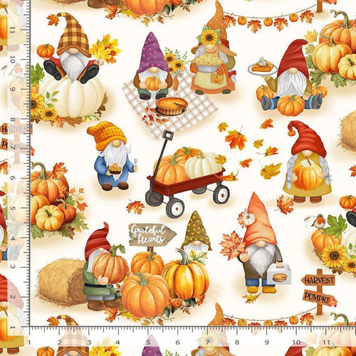 100% Cotton Fabric - Autumn - Fall Gnomesj - Autumn - Fall - Gnomes - TT-Harvest CD3555