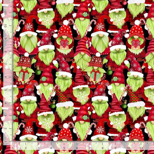 Green Gnomes by Timeless Treasures Gnomes 100% cotton fabric - continuous cuts TT-Holiday CD3573 Holiday - Green Gnomes