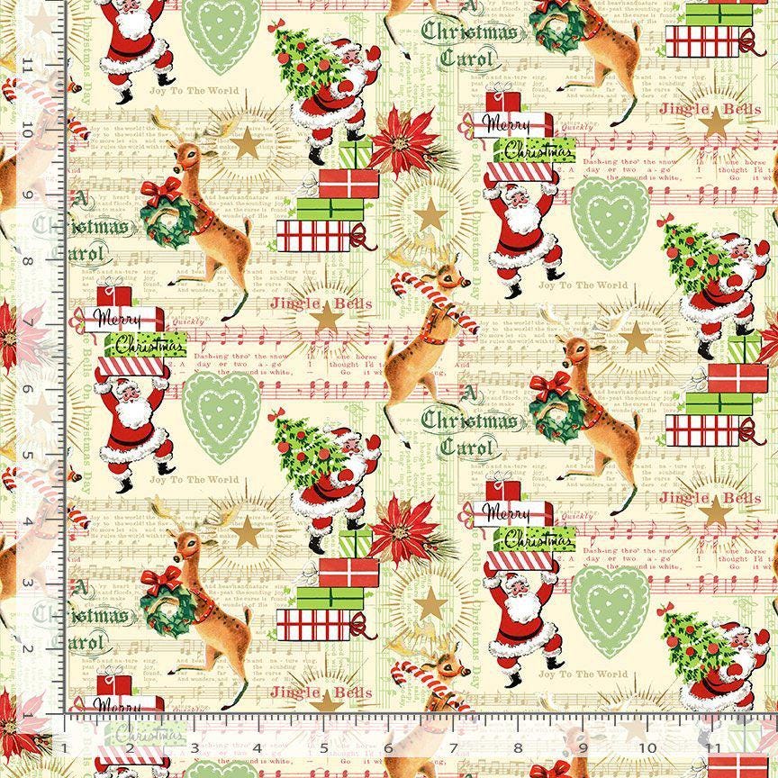 Cream - Christmas Music Notes by Timeless Treasures TT-Holiday CD3645 100% Cotton Fabric