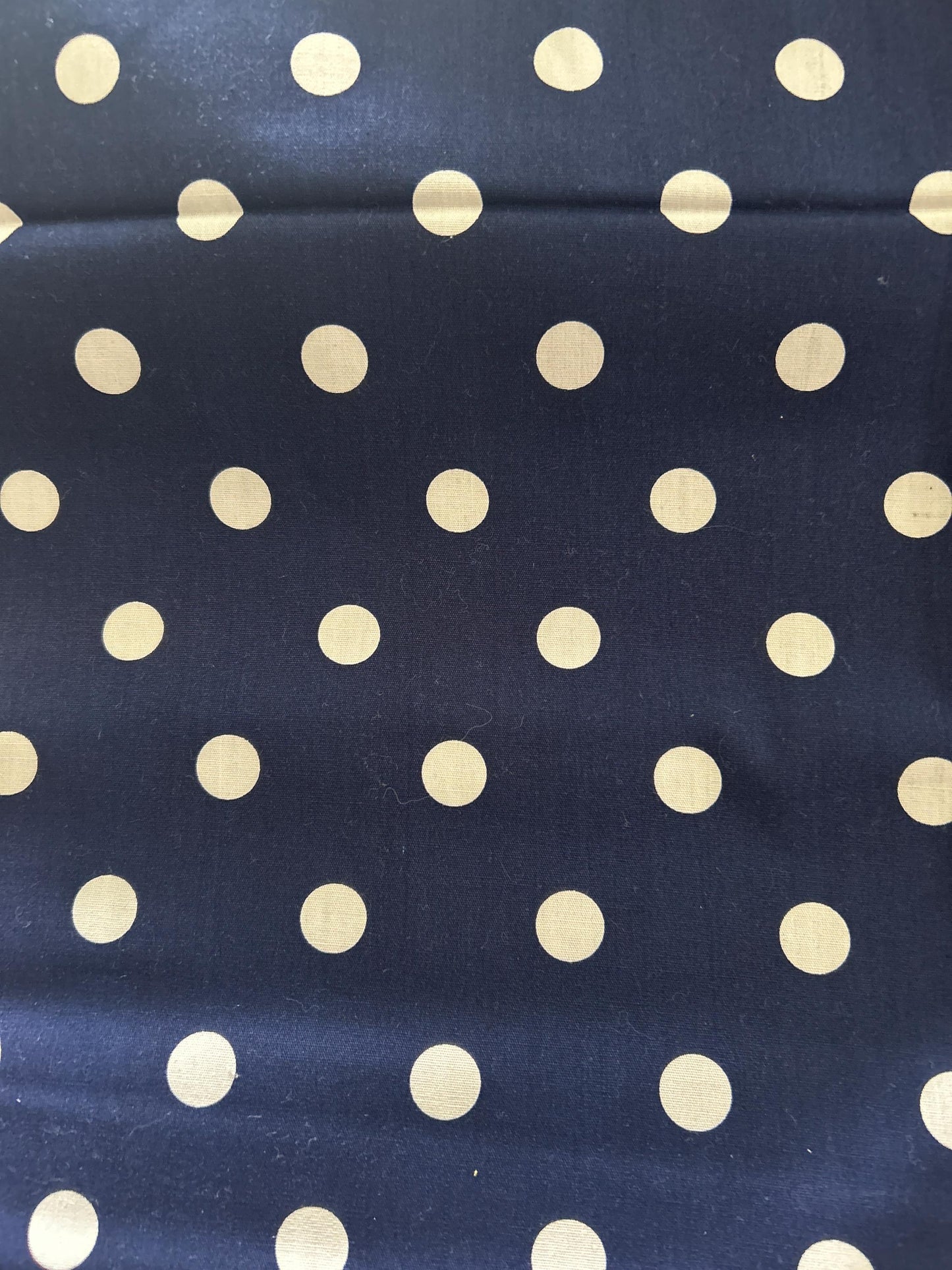 Vintage White Dots on Navy cotton fabric - Fat Quarter - 100% Cotton - by the 1/2 yard- continuous cuts
