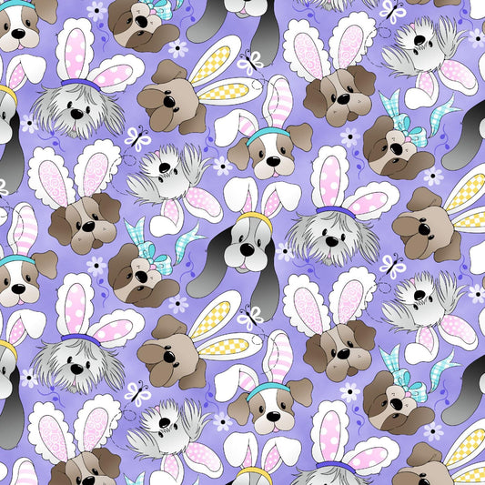 Pups and Butterflies Dog Easter Fabric 100% Cotton Continuous Cuts Fabric Traditions FAT17923-V