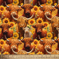 Whimsical Highland Cows Fabric David Textiles - 100% Cotton - Fabric- continuous cuts