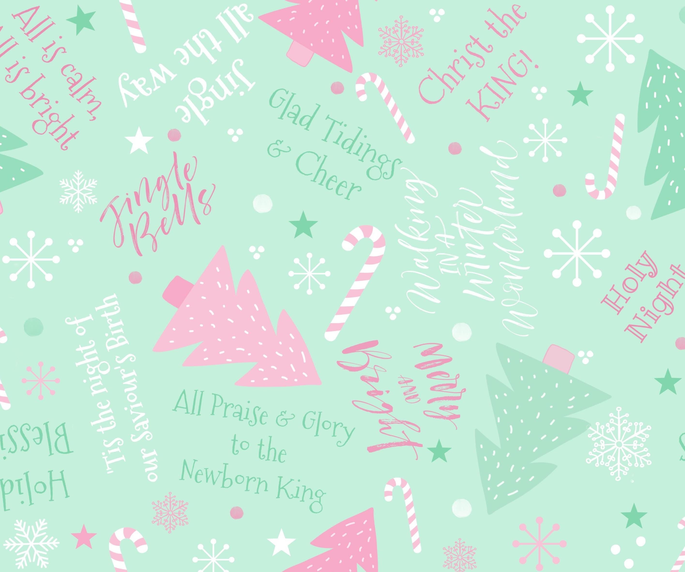 Green Wonderland Text Christmas Cotton fabric100% Cotton - Continuous Cuts