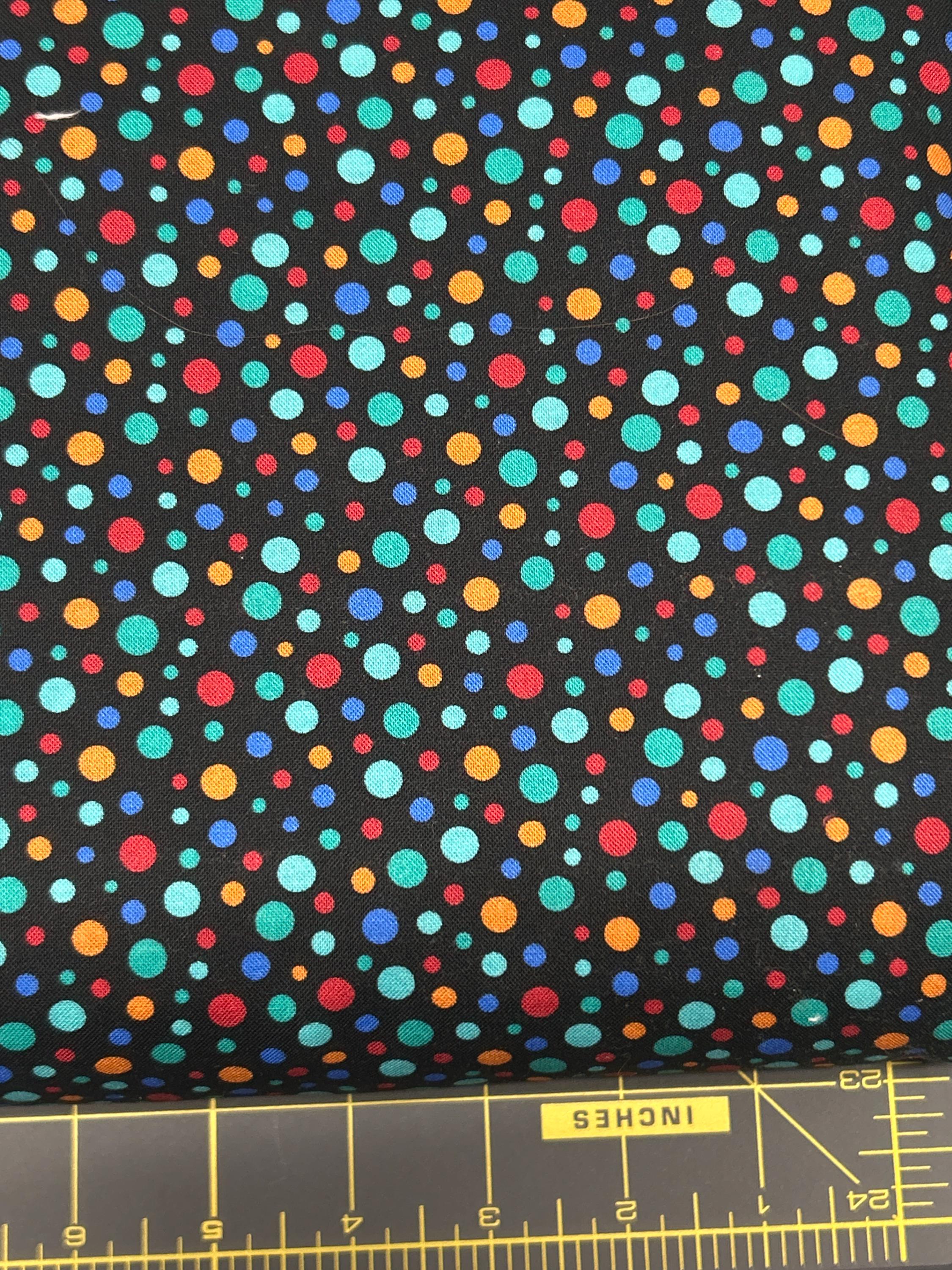 Fun Dots Cotton Fabric - 100% Cotton Freckle + Lollie Fat Quarters and continuous cuts- FL-Belle & Blue D22-Z Black - Fun Dots