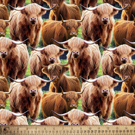 Highland Cows Fabric David Textiles 100% Cotton - Fabric- continuous cuts