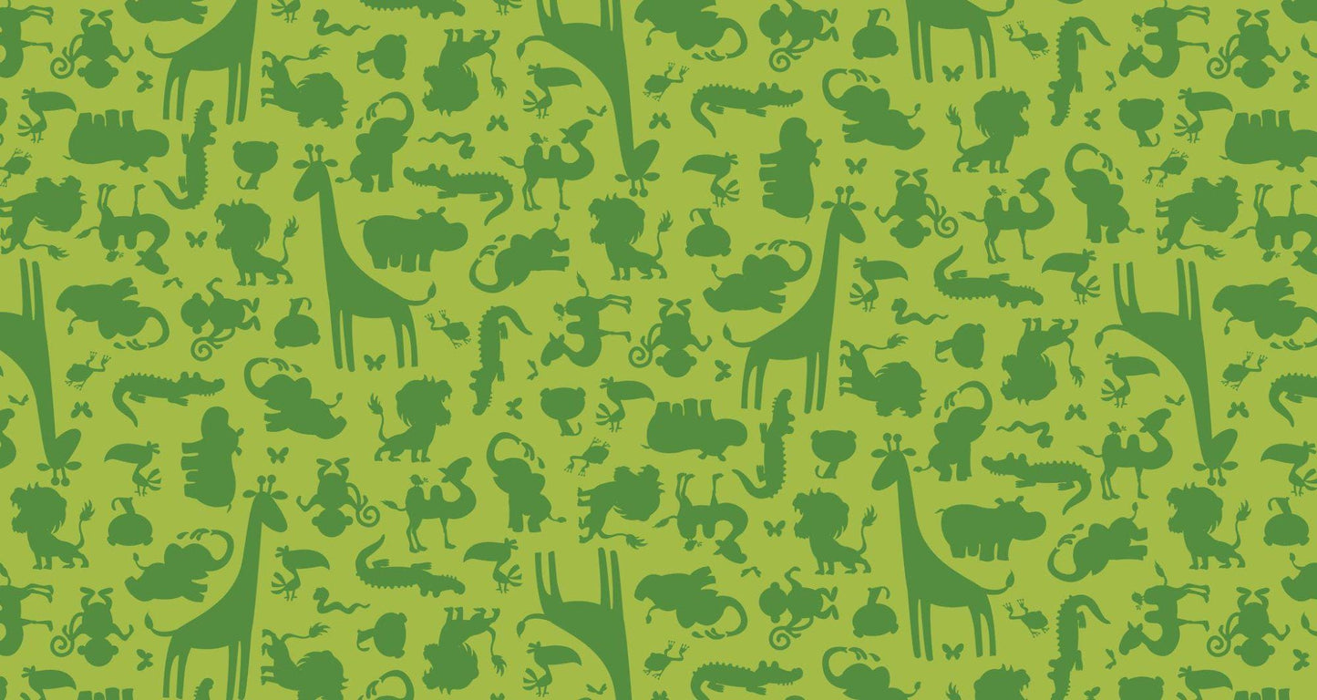 Freckle + Lollie-Zooville 100% Cotton fabric-Cotton FL-Zooville D134-G Green - Monozoo