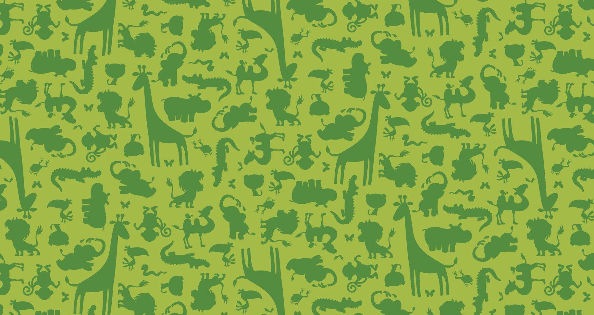 Freckle + Lollie-Zooville 100% Cotton fabric-Cotton FL-Zooville D134-G Green - Monozoo Ispy