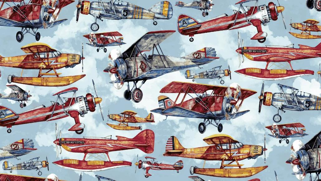 Plane Flight Cotton Fabric- Fat Quarters  - 1 Yard Precuts 100% Cotton