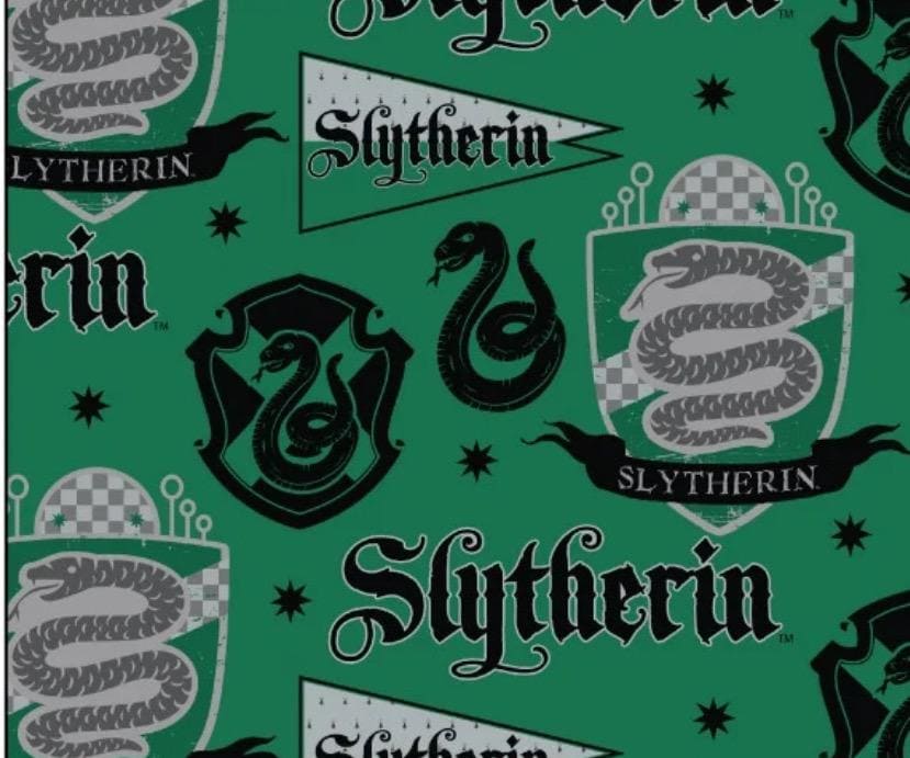 Harry Potter Slytherin cotton fabric- 100% Cotton- fat quarters Licensed Fabric