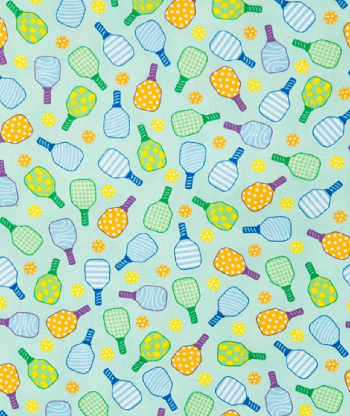 Pickle Ball Paddles 100% Cotton Fabric- continuous cuts - Fast shipping