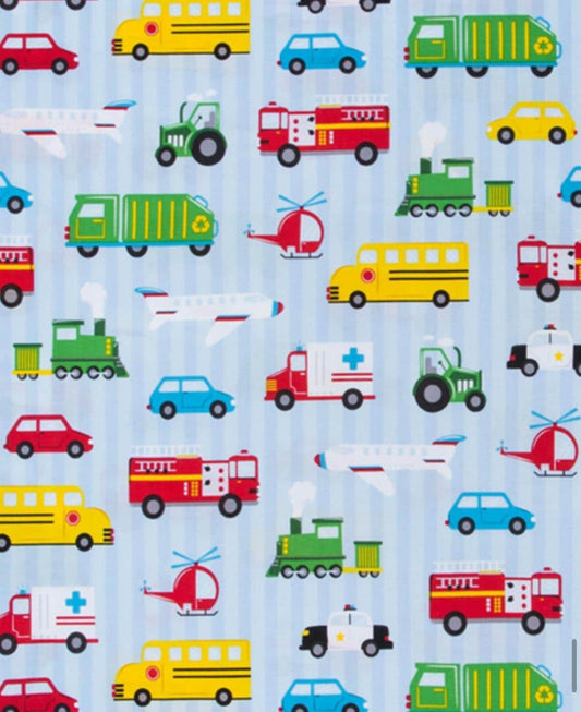 Transportation Vehicles  100% Cotton Fabric - Ready Set Go! Planes, Trains, Trucks