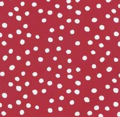 Irregular Dots Cotton Fabric -Lipstick/White 100% Cotton    Blender
